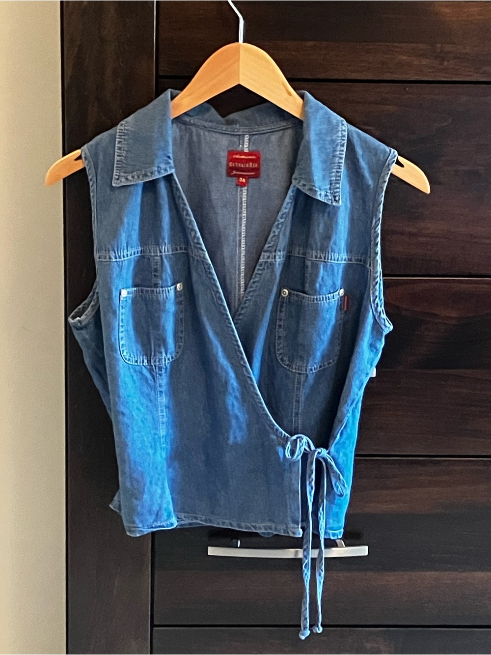 Outback Red Denim Jeanswear Label - Red Accent on Blue Fabric